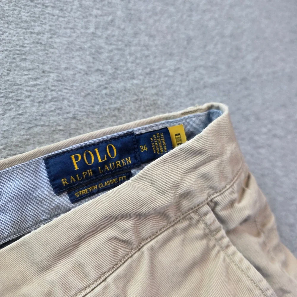 Polo Ralph Lauren Chino Shorts Mens Size 34 Khaki Stretch Classic Fit Cotton